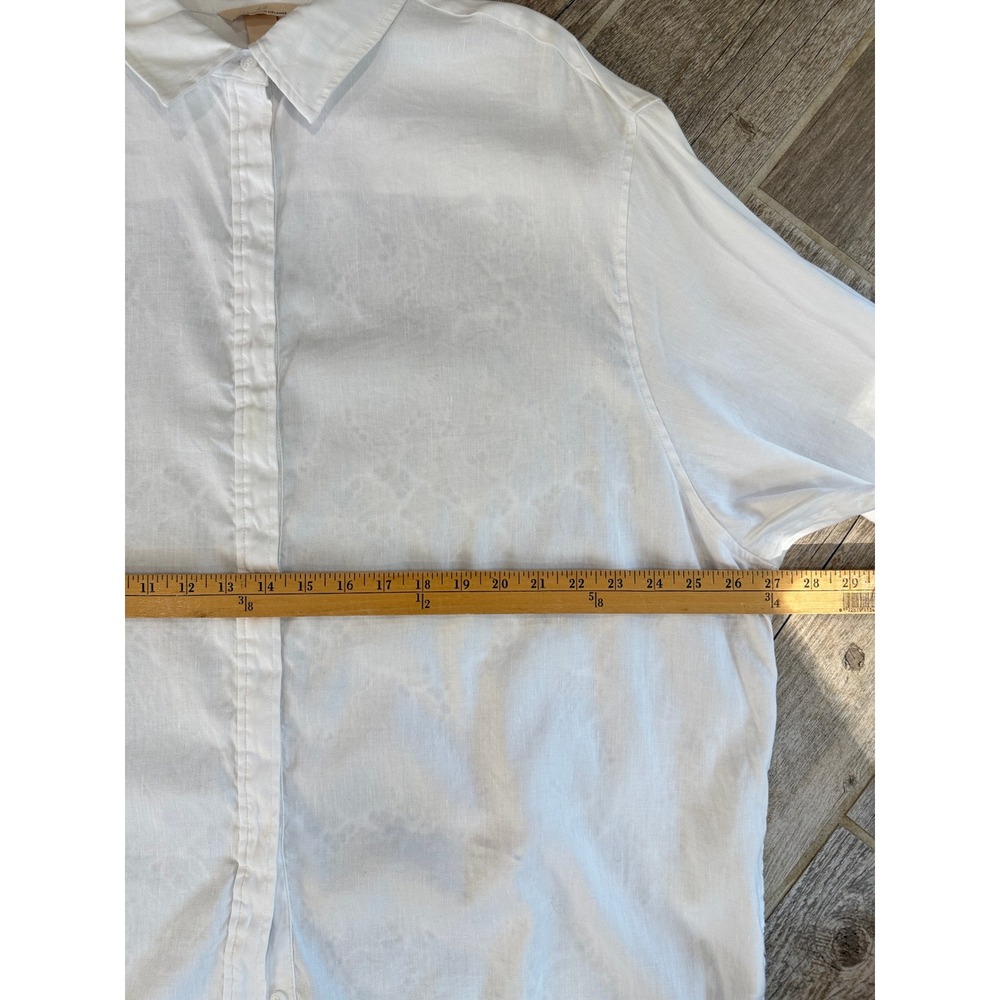 H&M Button Down Shirt Womens L White Excellent Lace Back Eyelash Trim Oversized - Picture 5 of 9